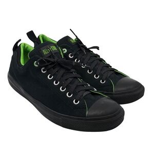 Converse All Star Low Top Black Neon Green Canvas Skate Shoes Men Size 12